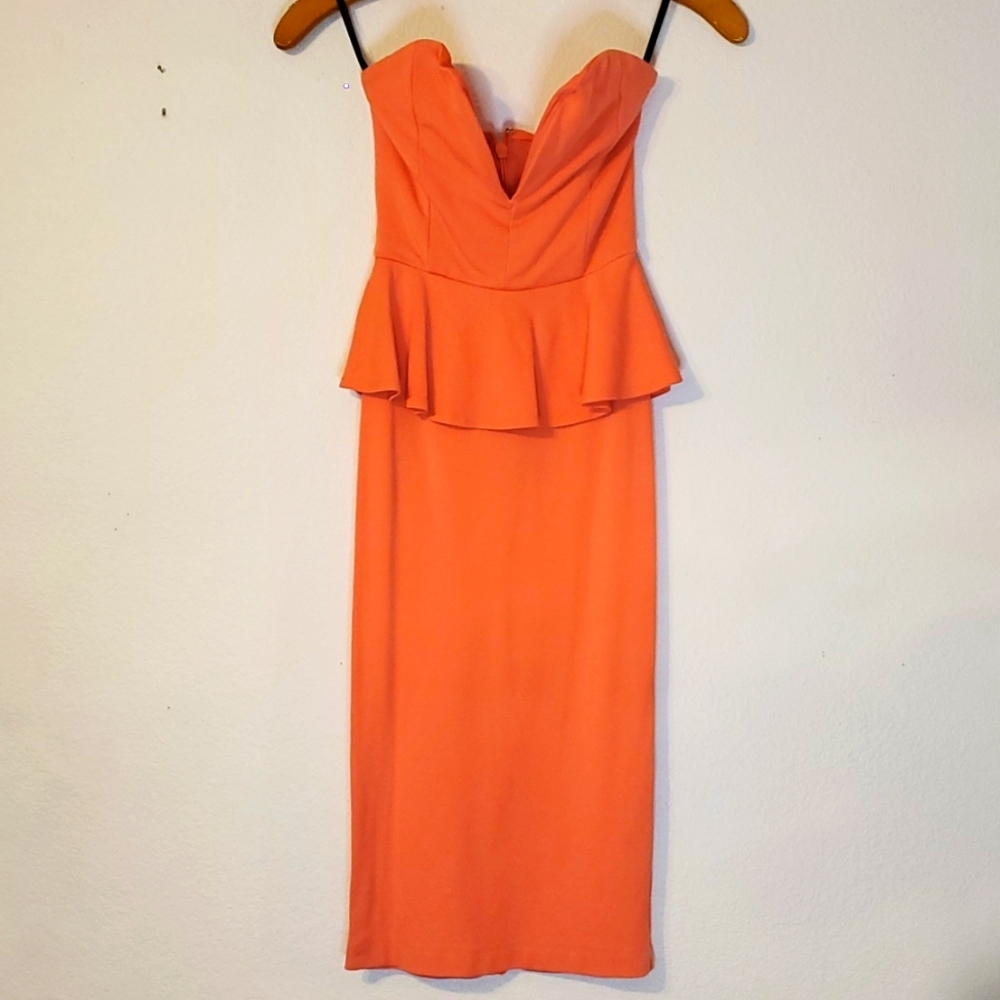 bebe Coral Peplum Dress